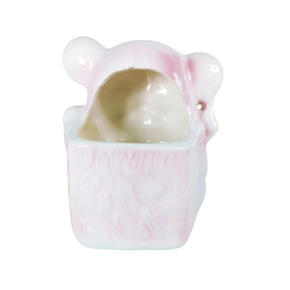 Vintage Giftwares Co By Nancy Pew Pink Ceramic Bear Planter Kitsch 1970s